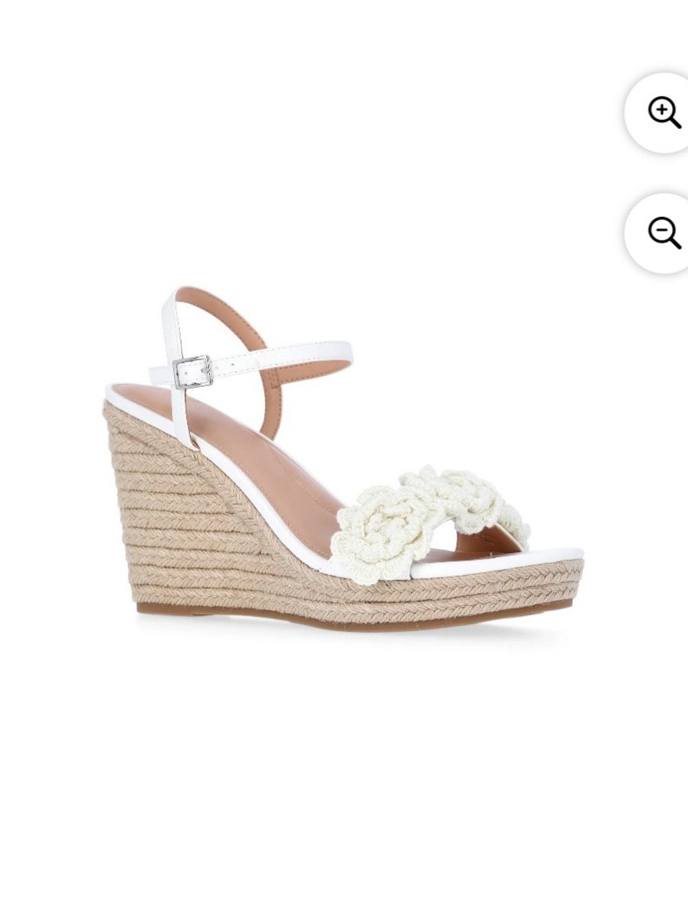 Time and Tru White Crochet Floral Espadrille Wedge Sandal